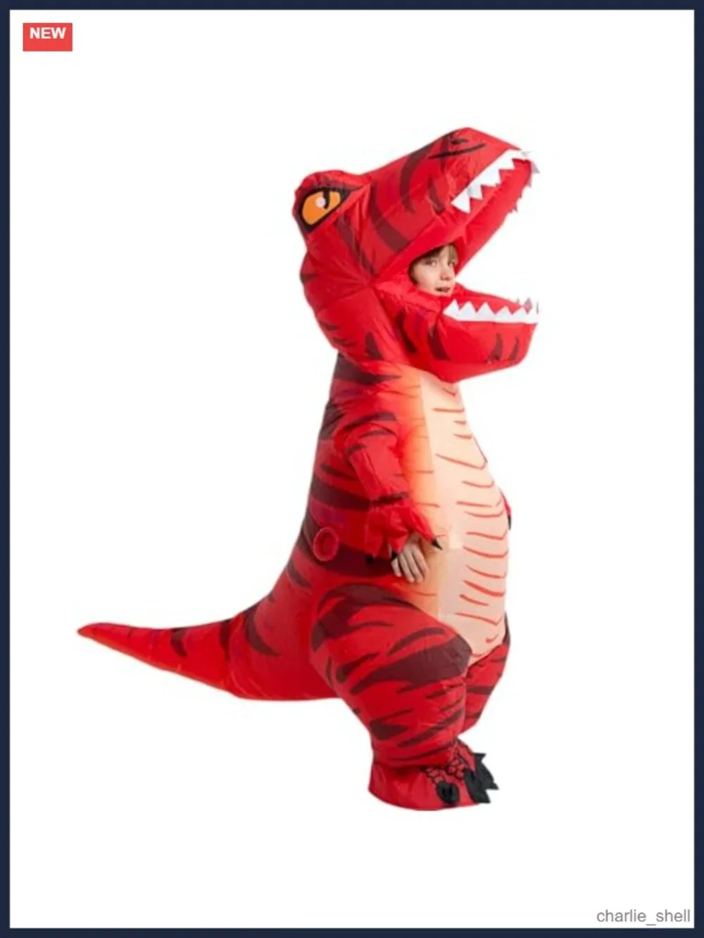 Inflatable Dinosaur Costume Kids Blow Up Full Body T-Rex Suit Halloween